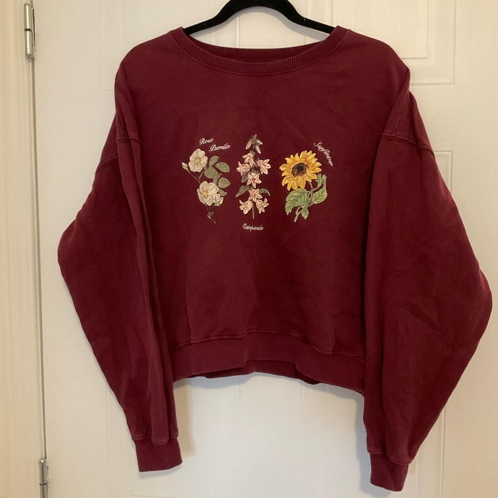 Pull&Bear Pacific Republic Burgundy Flowers Crewneck
